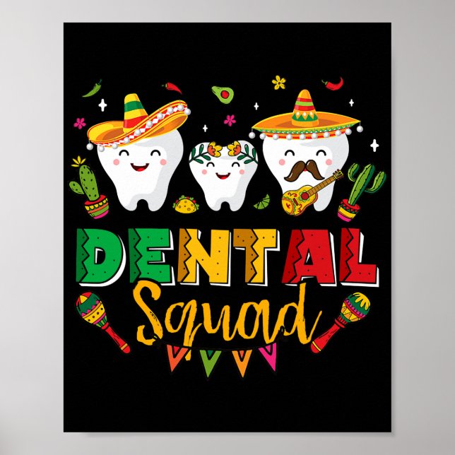 Dental Squad Cinco De Mayo Tooth Mexican Sombrero Poster (Front)