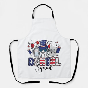 Dental Squad Cute Dentist Hygienist 4th of July Apron