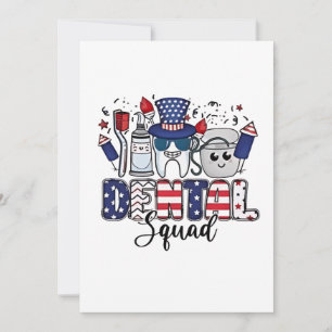 Dental Squad Cute Dentist Hygienist 4th of July Invitation