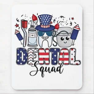 Dental Squad Cute Dentist Hygienist 4th of July Mouse Mat