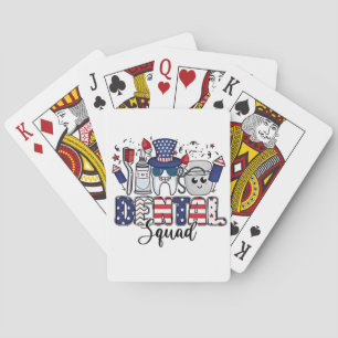 Dental Squad Cute Dentist Hygienist 4th of July Playing Cards