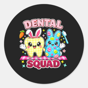 Dental Squad Cute Easter Dentist Team Classic Round Sticker
