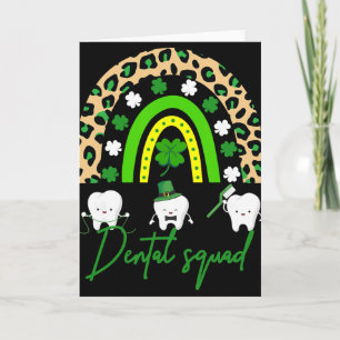 Dental Squad Cute Tooth St Patrick's Day Shamrock  Card