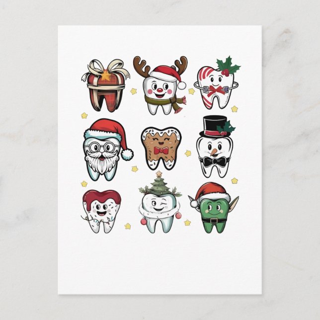 Dental Squad Dentist Christmas Holiday Xmas  Invitation Postcard (Front)