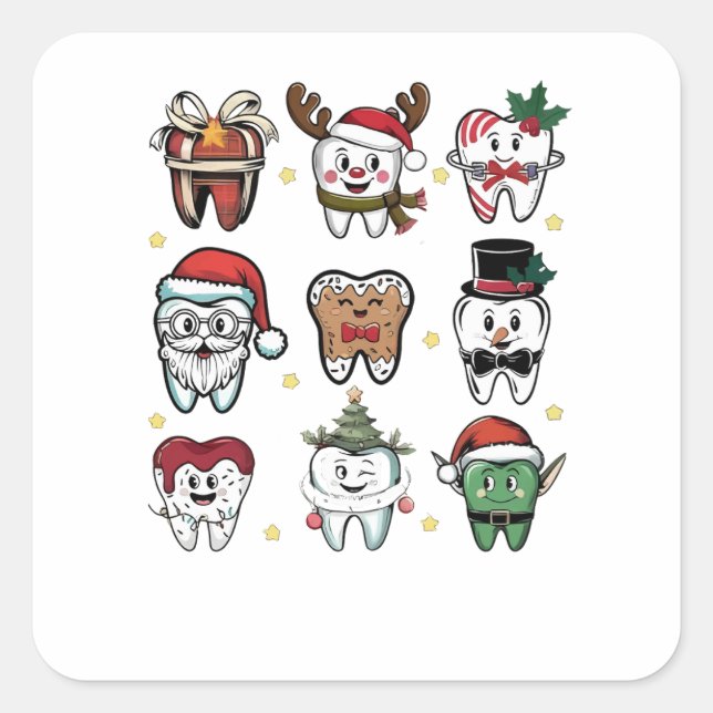 Dental Squad Dentist Christmas Holiday Xmas  Square Sticker (Front)
