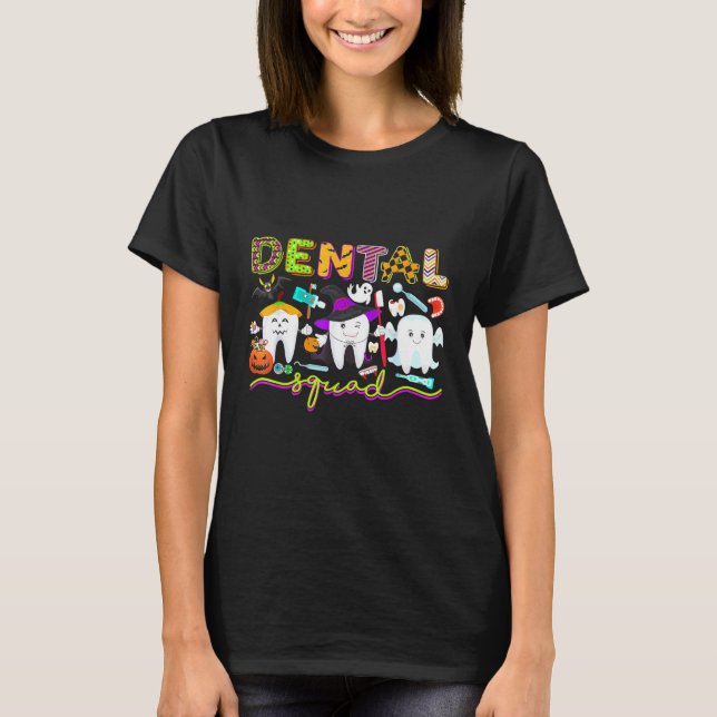 Dental Squad Dentist Witch Halloween Boos Crew Cos T-Shirt (Front)
