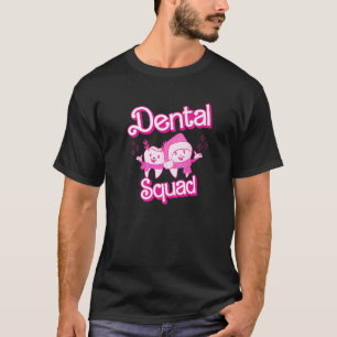 Dental Squad Fun Reindeer Teeth Dentist Retro Pink T-Shirt