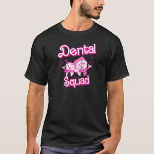 Dental Squad Funny Santa Teeth Dentist Retro Pink  T-Shirt