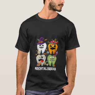 Dental Squad Halloween Spooky Ghost Dentist Teeth T-Shirt