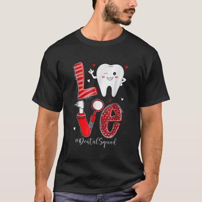 Dental Squad Leopard Tooth Love Dentist Hygienist  T-Shirt (Front)
