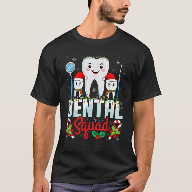Dental Squad Santa Hat Xmas Dentist Hygienist Chri T-Shirt (Front)