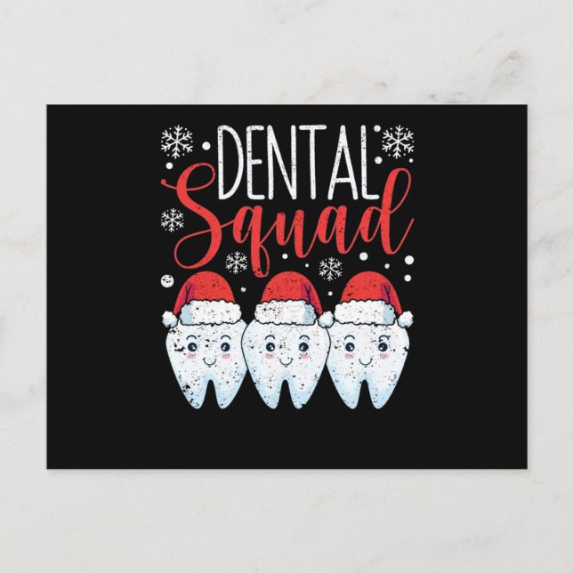 Dental Squad Teeth Dentist Merry Christmas Postcard (Front)