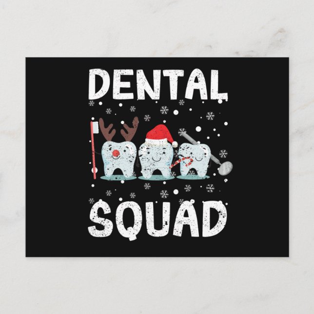 Dental Squad Teeth Dentist Merry Christmas Postcard (Front)