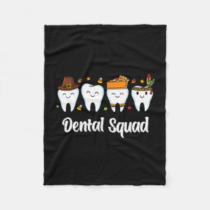 Dental Squad Thanksgiving Teeth Funny Fall Hygiene Fleece Blanket