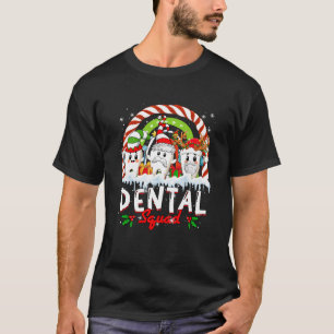 Dental Squad Xmas Three Santa Reindeer Elf Teeth D T-Shirt