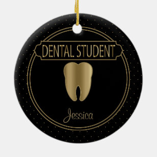 Dental Student  - Black and Gold Ceramic Tree Decoration
