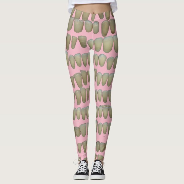 Dental Teeth on Pink Dentistry Dentist Leggings (Front)