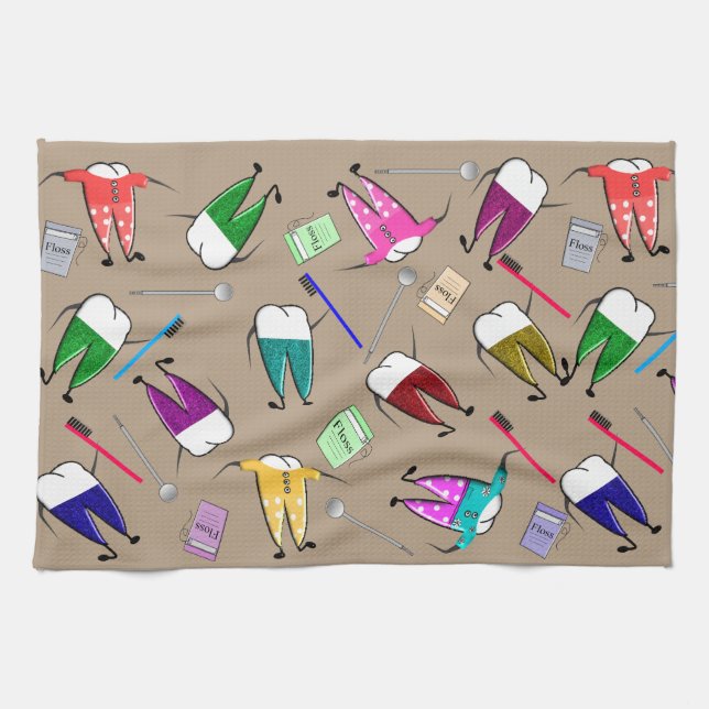 Dental Teeth People Tea Towel (Horizontal)