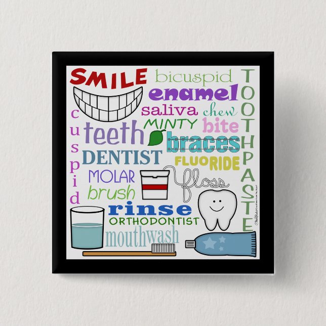 Dental Terms Subway Art 15 Cm Square Badge (Front)