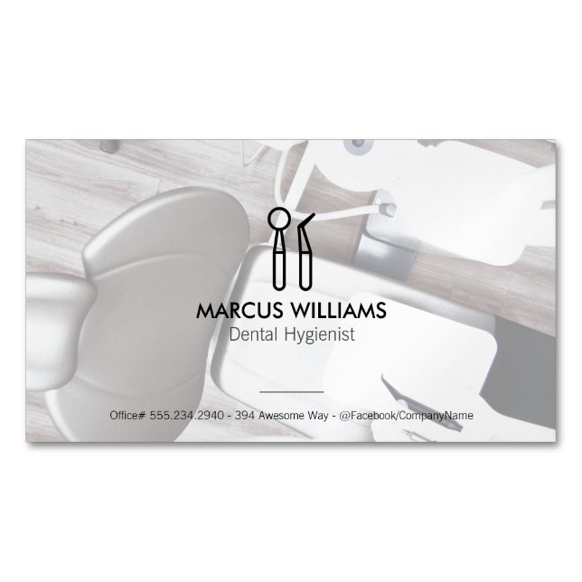 Dental Tools | Dentist Office Magnetic Business Card (Front)