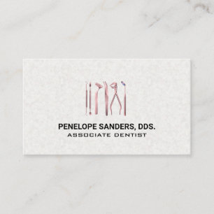 Dental Tools Logo   Pink Business Card