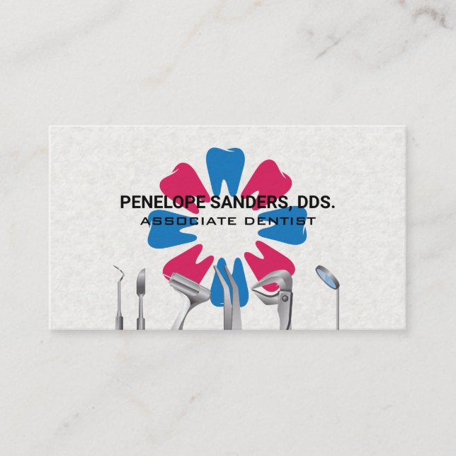 Dental Tools Logo | Teeth Logo Icon Business Card (Front)