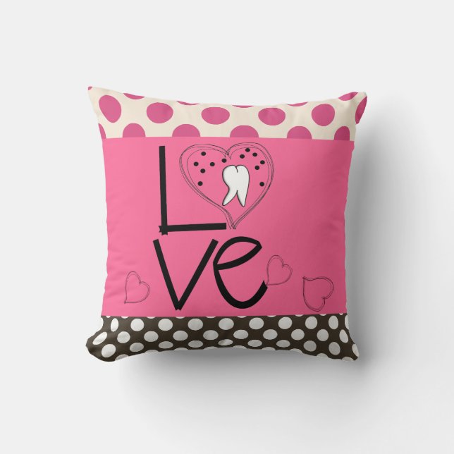 Dental Tooth Art Pillow Polka Dots (Front)