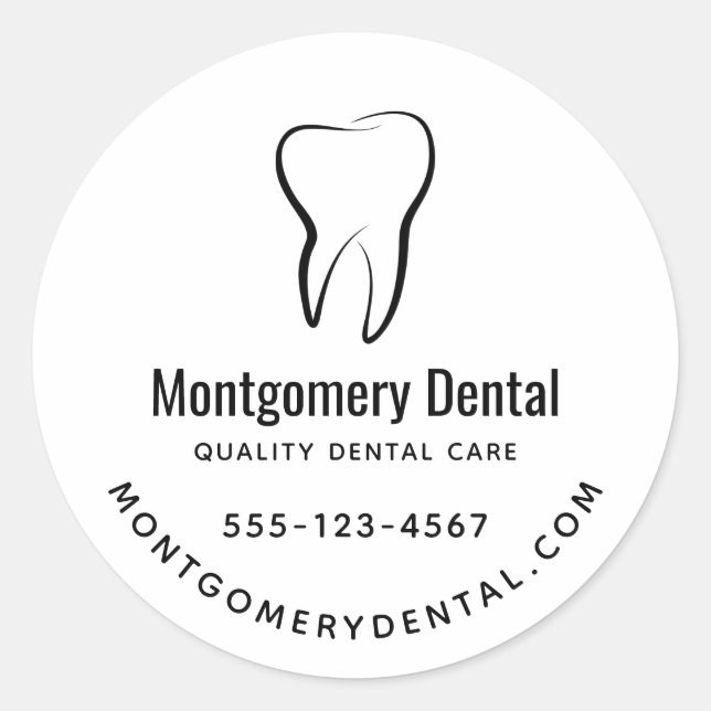 Dental Tooth Dentistry Clinic Medical Business Classic Round Sticker (Front)