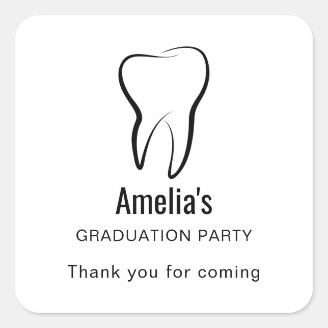 Dental Tooth Dentistry Clinic Medical Graduation Square Sticker (Front)