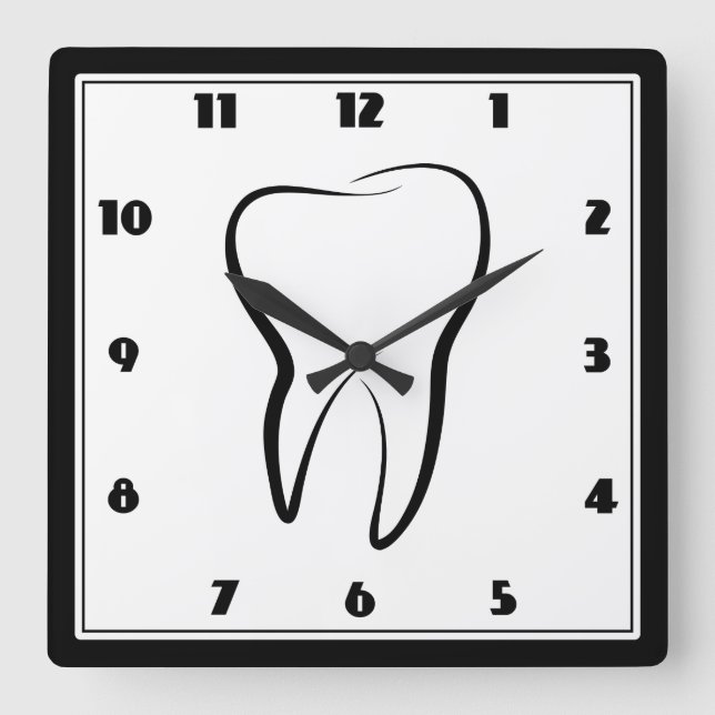 Dental Tooth Dentistry Clinic Medical Graphic  Square Wall Clock (Front)