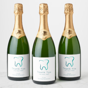 Dental Tooth Dentistry Medical Dentist Thank You Sparkling Wine Label