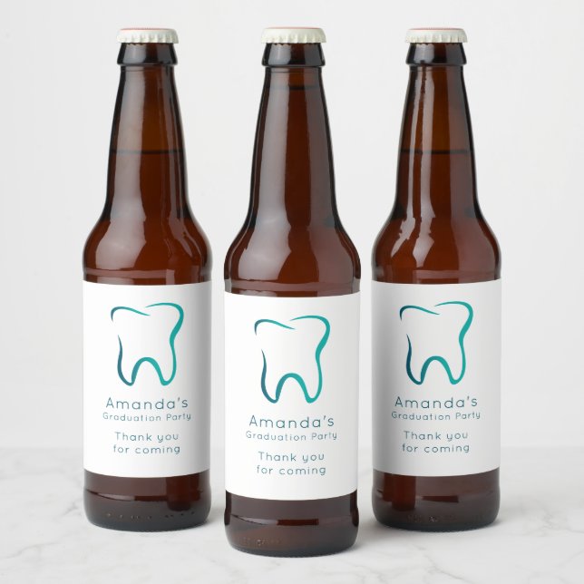 Dental Tooth Dentistry Medical Graduation Party Beer Bottle Label (Bottles)