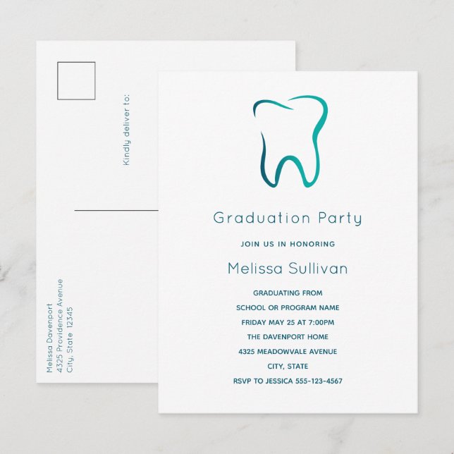 Dental Tooth Dentistry Medical Image Graduation Invitation Postcard (Front/Back)