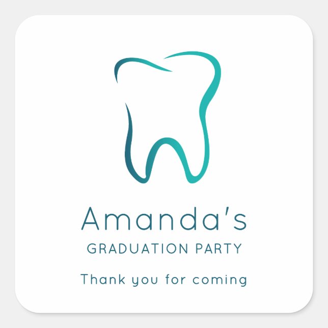 Dental Tooth Dentistry Medical Image Graduation Square Sticker (Front)