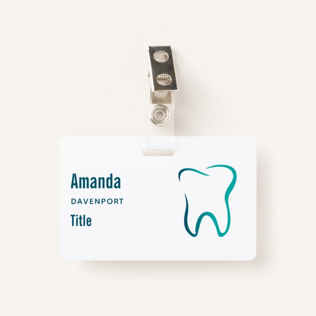 Dental Tooth Dentistry Medical Image ID Badge (Front with Clip)