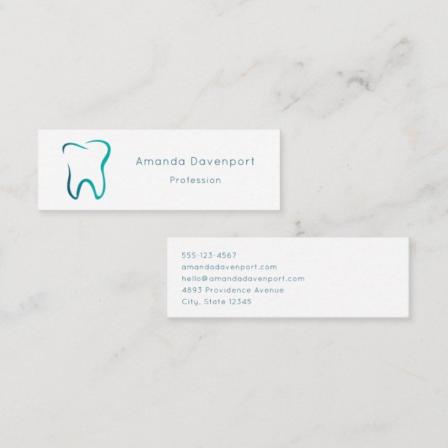 Dental Tooth Dentistry Medical Image Mini Business Card (Front/Back)