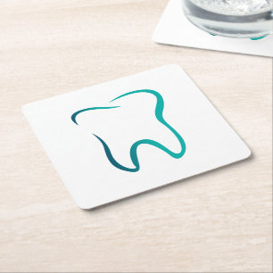 Dental Tooth Dentistry Medical Image Square Paper Coaster