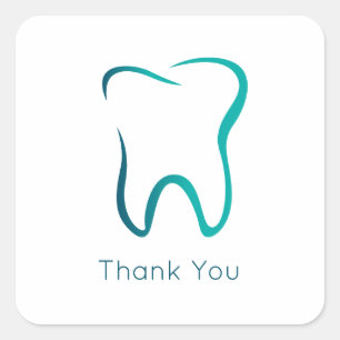 Dental Tooth Dentistry Medical Image Thank You Square Sticker