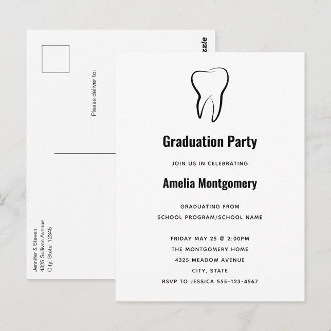 Dental Tooth Medical Graphic Dentistry Graduation Postcard (Front/Back)
