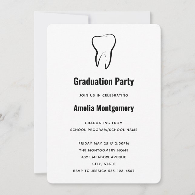 Dental Tooth Medical Graphic Graduation Invitation (Front)
