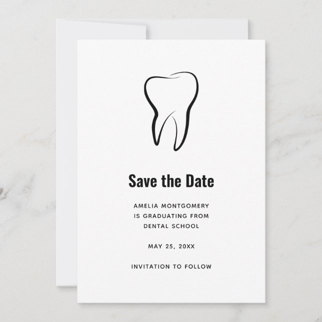 Dental Tooth Medical Graphic Graduation Save The Date (Front)