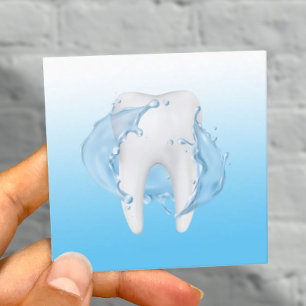 Dental Tooth Water Splash Professional Dentist Square Business Card