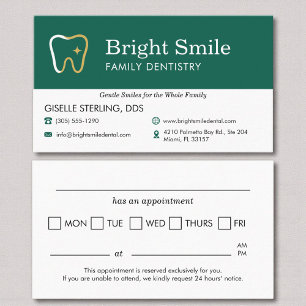 Dental Visit Appointment Reminder Business Card