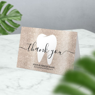 Dental White Tooth Modern Gold Dentist Thank You Card