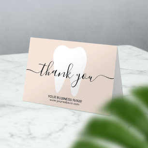 Dental White Tooth Plain Beige Dentist Thank You Card