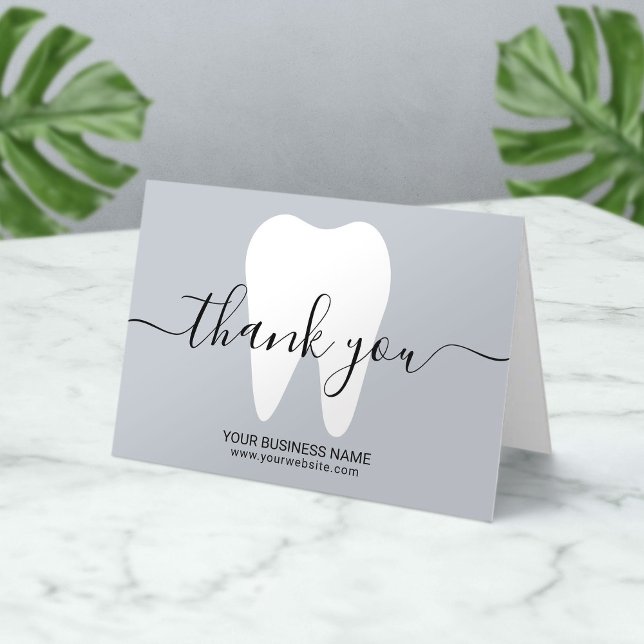 Dental White Tooth Plain Blue Dentist Thank You Card (Creator Uploaded)