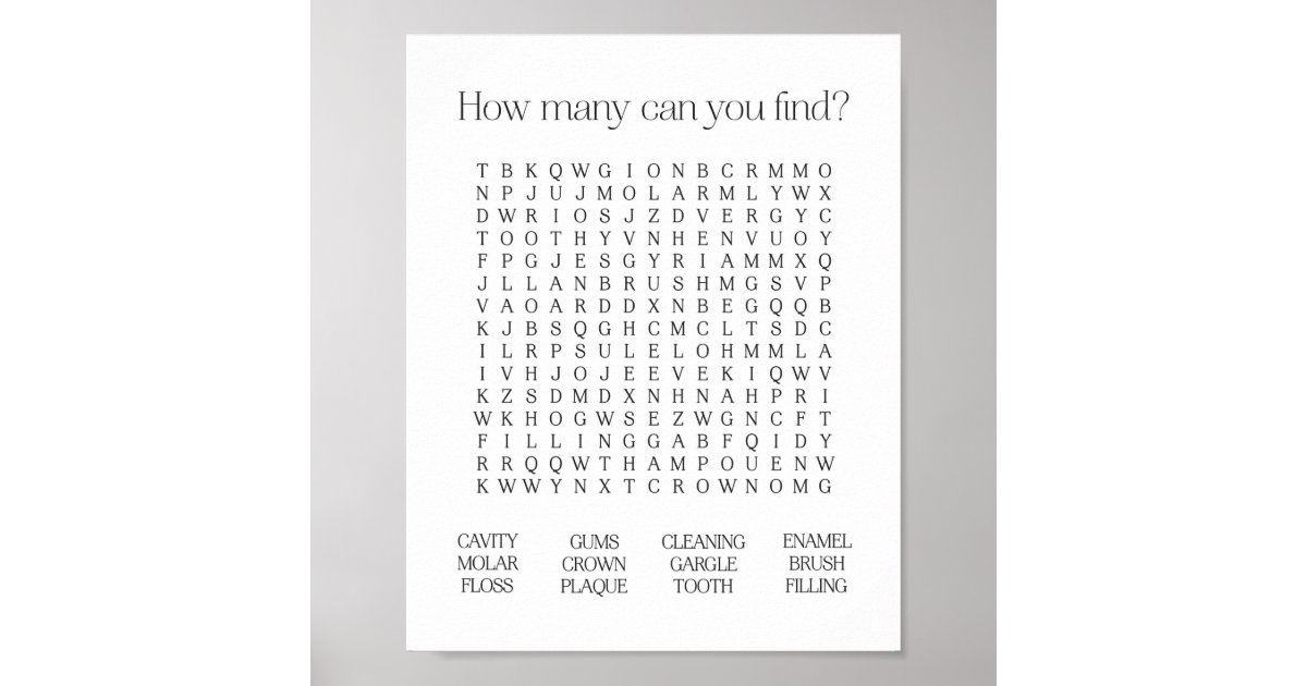 dental-word-search-poster-zazzle