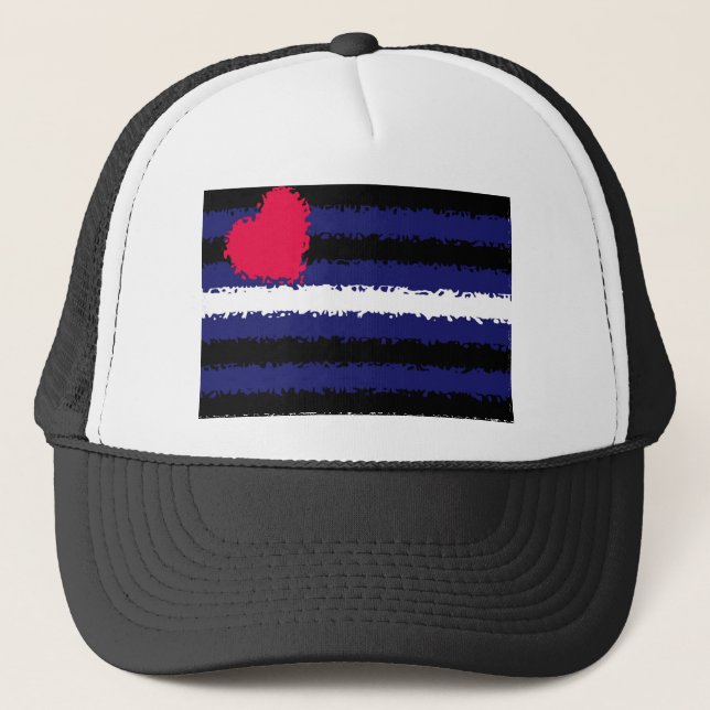 Dented Leather Pride Flag Trucker Hat (Front)