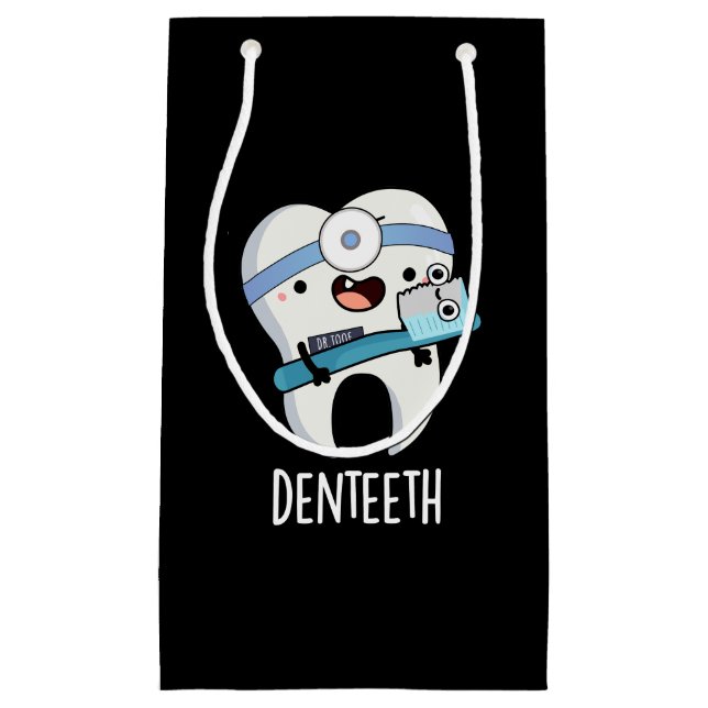 Denteeth Funny Dentist Pun Dark BG Small Gift Bag (Front)