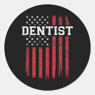 Dentist American Flag Usa Patriot Patriotic  Classic Round Sticker